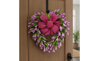 Heart Artificial Flower Wreath Festive Bow Valentine tulip Wreath Low Maintenance Home Decor for Wall Display