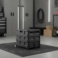 Large Capacity Portable Storage Box with Telescopic Handle Space Saving Foldable Crate with Handle Multi-Purpose Folding Shopping Cart on Wheels Heavy Duty for Seniors, Teachers, Moving