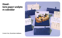 Paper Carving Desk Ornament Creative Design 3D Tear-Away Calendar Unique Gift Dimensional Art Memo Pad for Students, Friends, Study Room, Home