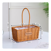 Rattan-Style Flower Basket with Plastic Liner Trapezoid Basket with Liner Clear Lightweight for Home Decor, Picnics