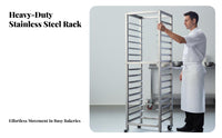 Commercial Pastry Cart Rust-Verify Rolling Bun Pan Rack Rust Verify Stainless Steel Tray Rack for Caterers, Home Cooks, Hotel, Cafeteria