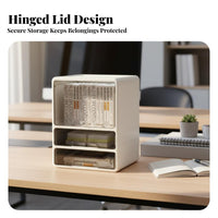 Stackable Drawer Unit Transparent Drawers Desktop Organizer Dust-Proof Lid
