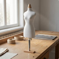 Female Dress Form Mannequin Fabric Covered Tailoring Mannequin Wooden Base