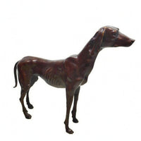 Copper Dog Sculpture Dark Brown Patina Room Ornament Molded Details