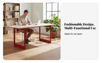 Spacious worksurface Panel Leg Desk Natural Wood Look Large Desk with Metal Legs Multi-Purpose Office Furniture Modern Design for Remote Workers, Professionals, Homeowners, Conference Room, Studio, Bedroom