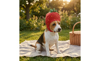 Leaf-Shaped Topper Strawberry Pet Hat Yellow Spots Stuffed Strawberry Hat Lightweight Headwear Funny Novelty for Pets, Photography, Performance