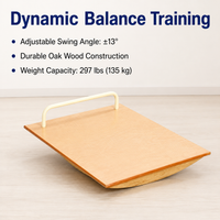 Oak Wood Balance Board, 92cm Slant Wobble Board for Rehabilitation, 135kg Summit Load for Coordination Disorders