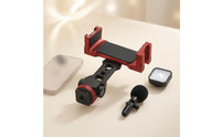 Smartphone Clamp Mount Threaded Base Adjustable Phone Clamp Rubber Padded Live Broadcasting Phone Holder for Filming