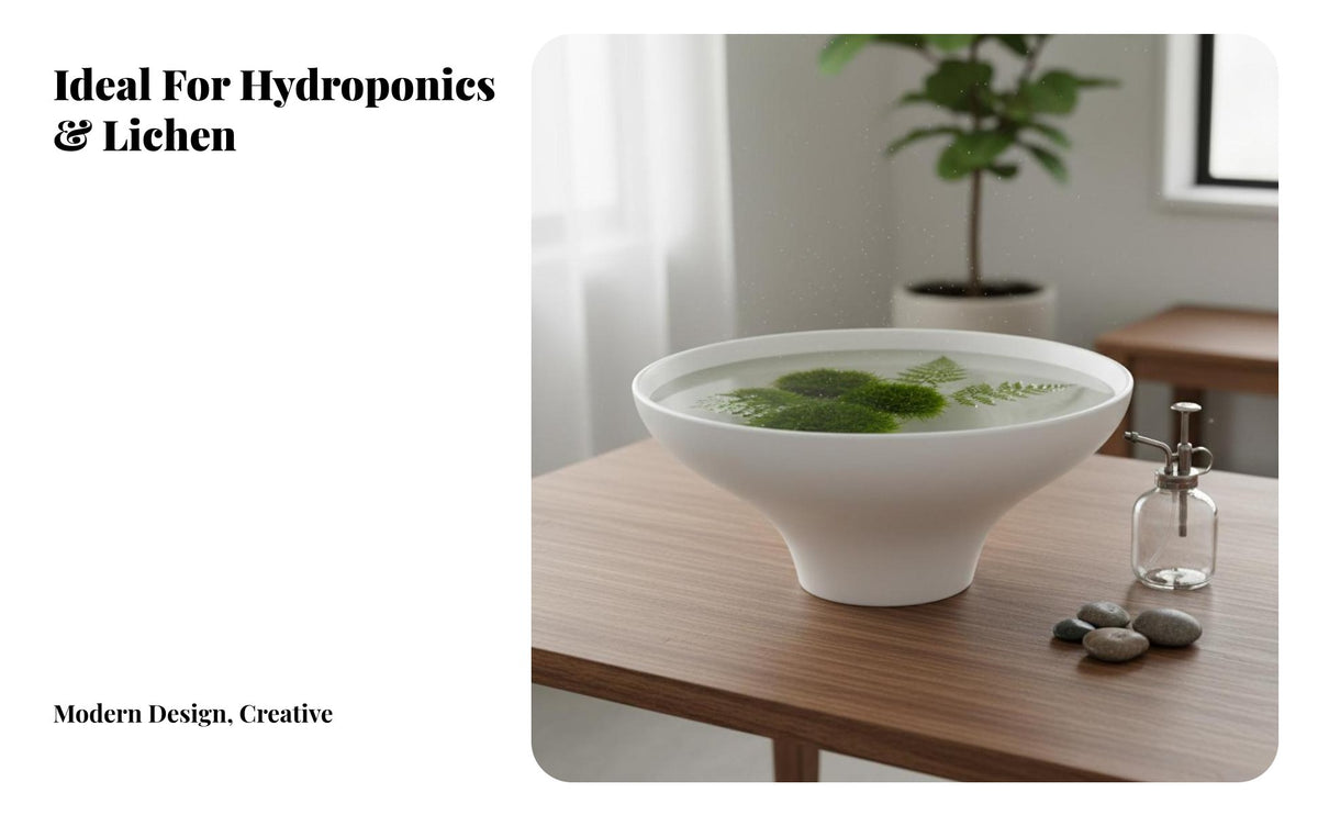 No-Hole Planter Pot Vintage Design Ceramic Soilless Bowl High-Temperature Fired Lichen Micro-Landscape Dish for Home Stylists, Living Room, Bookshelf