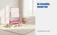 Kids' Double-Sided Writing Board, Adjustable Height, Alloy Frame, Chalk & Whiteboard, Home Learning, Foldable Storage
