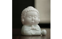 Compact Buddha Figurine with Incense Holder Small Buddha Figurine Zen Ceramic Incense Burner Cute for Buddhists