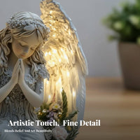 Praying Angel Statue Night Light Function LED Angel Figurine Heartfelt Gift for Christians, Grieving Individuals, Desktop, Bedroom, Bookshelf