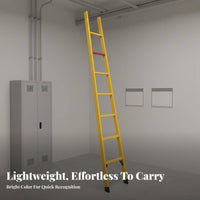 Insulated Electrician Ladder Lightweight Fiberglass Single Ladder Anti-Slip Feet for Electricians, Maintenance Workers, Construction Sites, Workshops