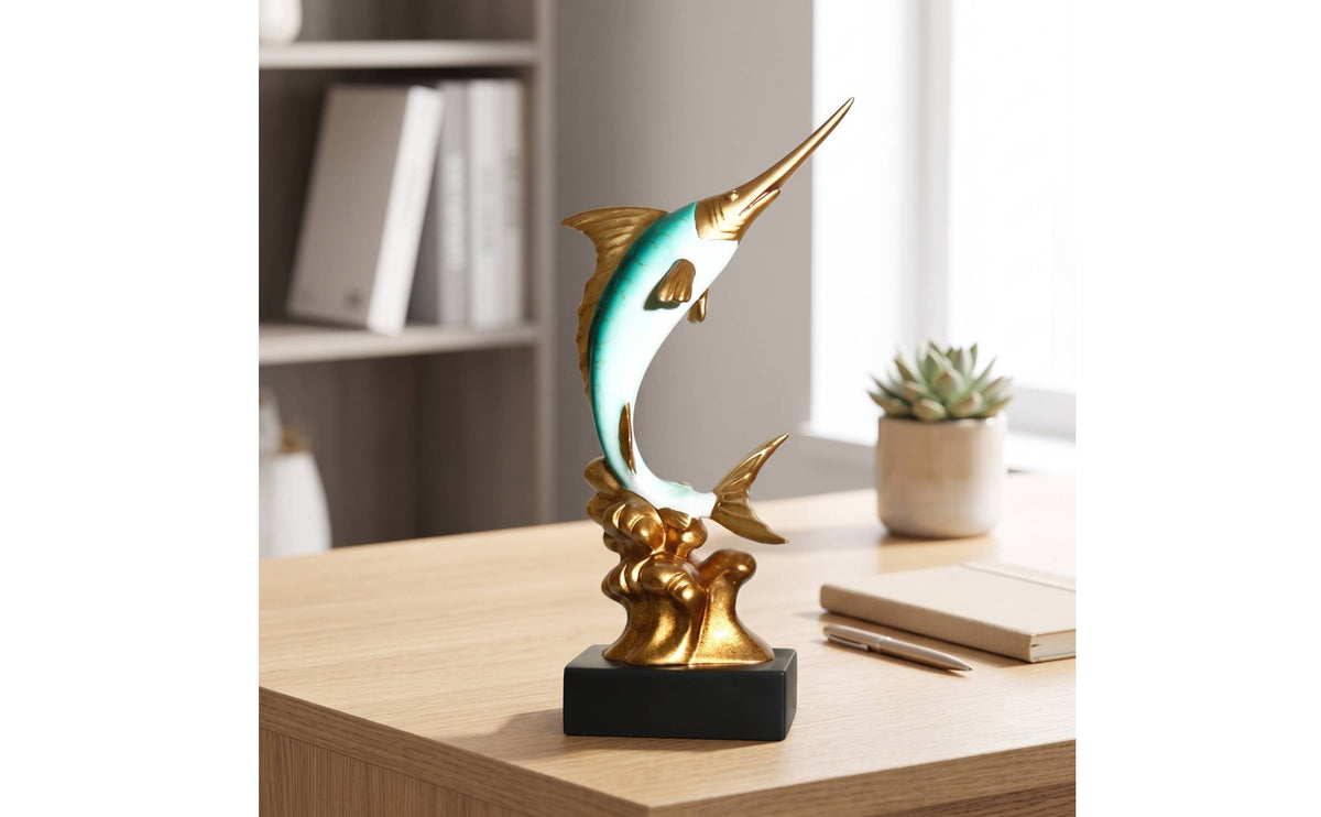 European Style Swordfish Ornament Pair for Home and Office Decor