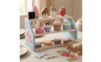 Wooden Dessert Shelf Rounded Edges Tea Party Play Set Gift Idea Toy Tea Party Set for Children