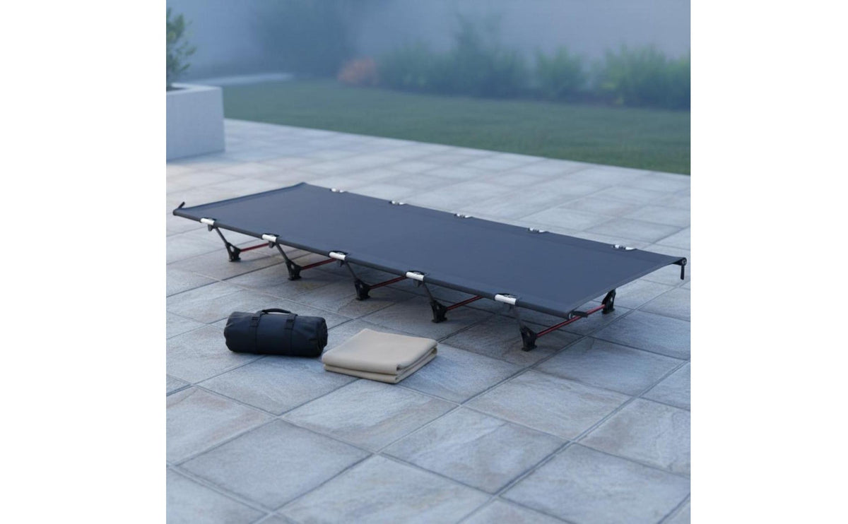 Compact Aluminum Alloy Camp Bed Quick Set Up Folding Camping Bed Easy Setup Lightweight Folding Cot Long-Lasting Oxford Material for Campers, Backpackers, Hikers, Office