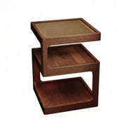 Space-Saving Bedside Storage Table Solid Wood Legs Number-Shaped Side Table Creative Design Nightstand Rounded Corners for Apartment Dwellers, Homeowners, Students, Bedroom, Small Areas, Corner Nook, Living Room