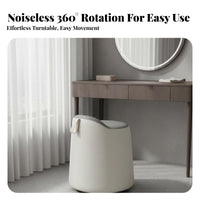 Modern Design Upholstered Swivel Pouf High-Density Foam Cushion Vanity Seat Compact Size Indoor Furniture Multi-Purpose Design for Makeup Users, Adults, Small Space Dwellers, Bedroom, Dressing Room, Under Desk, Bathroom