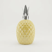 Home Decoration Ceramic Pineapple Figurine with Hand Painted Gold Finish, Living Room Decor Fruit Ornament for Tables and Shelves