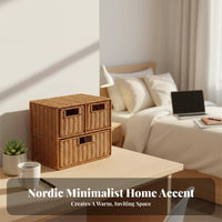 Rattan Storage Cabinet Space-Saving Multi-Layer Storage Box Room Accessory for Students