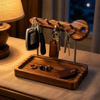 Hardwood Key Holder Large Capacity Key Organizer Stand Space Home Storage for Entryway