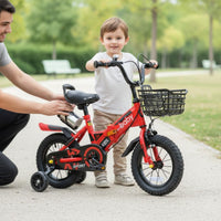 High Carbon Steel Frame Foldable Training Cycle Folding Kids Bike with Training Wheels Children's Pedal Bike with Basket for Boys