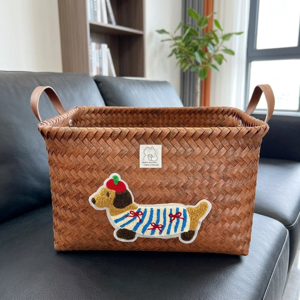 Laundry Basket, Laundry Basket, Brown, 38×27cm, Plastic, Woven, Storage Basket