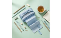 Layered Interior Foldable Pencil Case Top Handle Retractable Pencil Case Transparent Pocket Stationery Organizer Structured for Students