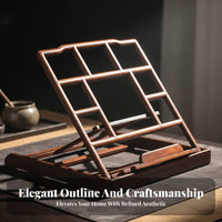 Foldable Wooden Bookrest Multipurpose Adjustable Book Easel Hollow-Carved Design