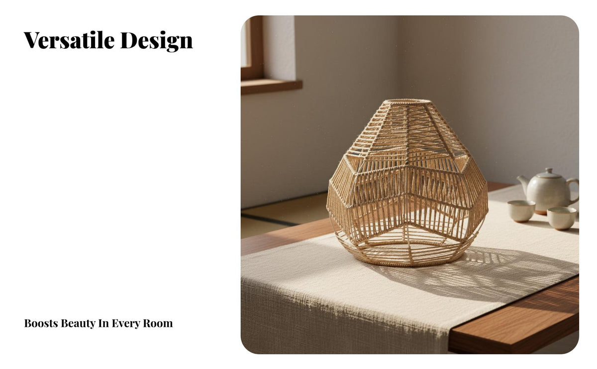 Woven Paper Rope Lampshade Handmade Paper Rope Lamp Shade Woven Lamp Shade Retro Wicker Basket Brightness Cover