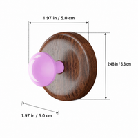 Decorative Wooden Wall Hooks, 4 Pack Walnut Animal Wall Hooks, Simple No Drill Hat Hooks, Cute Fungi Design for Kids Room, 5-10kg Capacity