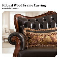 3 Pieces Intricate Carvings Carved Frame Couch Set Luxurious Sofa and Loveseat Combo Double-Sided Design Living Room Furniture timeless-design for Luxury Buyers, Interior Designers, Apartment Dwellers, Hotel Lobby, grand estate, Office