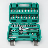 Portable Socket Wrench Set with Case Compact Socket Wrench Set Organized Tool Kit with Tool Box Case Comfortable Grip for Car Owners, Mechanics, Garage, Home Workshop