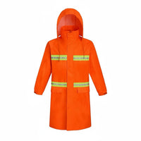 With Hood Reflective Safety Raincoat Heavy Duty High Visibility Rain Coat Long-Lasting Long Raincoat Wear-Resistant for Workers, Construction Sites, Commuting
