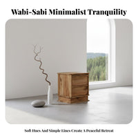 Wabi-Sabi Aesthetic Single-Drawer Cabinet with Open Shelf Minimalist Design Nightstand space-saving Size Bedside Table Multi-Functional for Homeowners, Apartment Dwellers, Students, Bedroom, Living Room, Office, Hallway