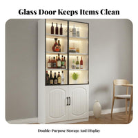 Glass Door Beverage Cabinet Dustproof Design Beverage Bar Cabinet Multi-Versatile Living Room Display Hutch for Homeowners, Home Entertainers, Kitchen