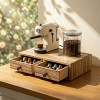 Coffee Machine Stand with Drawers Low Profile Drawer Sturdy Storage Box for Homeowners, Office Breakroom