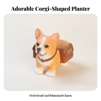 Resin Standing Corgi Planter Painted Corgi Planter Collar Detail Garden Decor Raised Lettering for Home