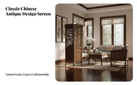 Chinese Design Folding Screen Foldable Hollow-out Folding Screen Portable Antique Wooden Partition for Homeowners, Bedroom, Tea House