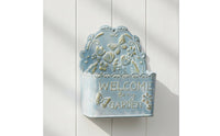 Wall-Mounted Iron Planter Embossed Metal Wall Pocket Planter Distressed for Patio, Porch, Garden
