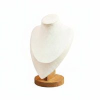Long-Lasting Necklace Display Bust Soft Textile Finish Mannequin Necklace Stand Solid Wood Base Jewelry Bust Display for Dressing Table
