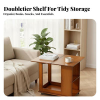 Space-Saving Foldable Utility Cart Vintage Aesthetic Multi-Level Rolling Organizer Mobile with casters Side Table Sturdy Construction for Apartment Dwellers, Office Workers, Living Room, Small Spaces, Bedroom, Dining Area