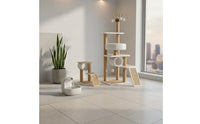 Allall-Inclusive Feline Tree with Scratching Post Rattan Mat Multi-Level Feline Tree Scratch-Resistant Pet Furniture Sturdy Construction for Cats, Kittens, Indoor