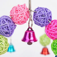 Hanging Bird Toy with Metal Rattan Ball, Parrot Plaything for Bird Cage, African Grey Enrichment and Entertainment Hanging Bell