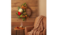 Pumpkin Flower Wreath Ready to Hang Autumn Harvest Wreath Farmhouse Style for Porch
