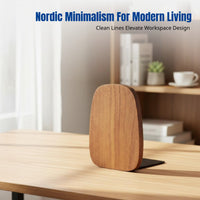 Wooden Bookend, Creative Desktop Book Rack, Minimalist Office Book Holder, Walnut & Beech, Ins Style