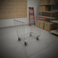 Heavy Duty Galvanized Supermarket Trolley 4 Wheels Warehouse Trolley Rust Resistant Storage for Retailers