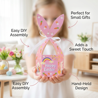 Easter Treat Boxes with Handle, Happy Easter Gift Boxes for Party Favours, Easter Party Boxes for Kids, Easter Candy Boxes