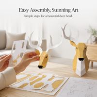 DIY 3D Geometric Deer Head Wall Mount Papercraft Kit for Home Decor