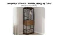 Freestanding Closet System Space Saving Freestanding Clothes Rack with Shelves Large Capacity Freestanding Wardrobe with Hanging Rod for Adults